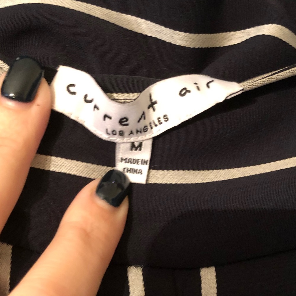 Wide Leg Stripped Capri with Side Slit - Picture 4 of 8